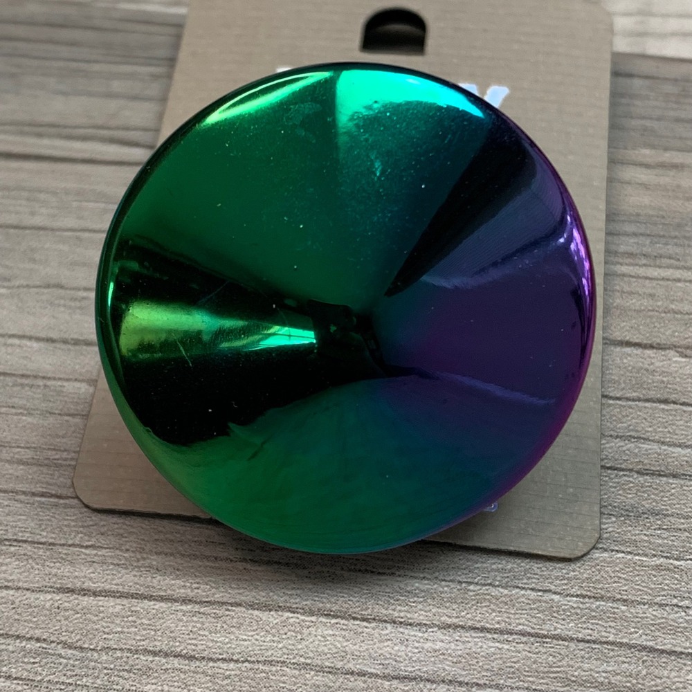 I Luv Rainbow Iridescent Oil Slick Dome Cocktail Ring Size 6.5 CH-6R05-001CM
